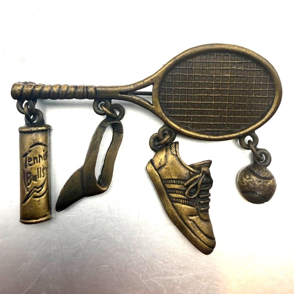 JJ Tennis Charm Brooch Racket Sneaker Tennis Ball Fashion Pin Sports Jewelry